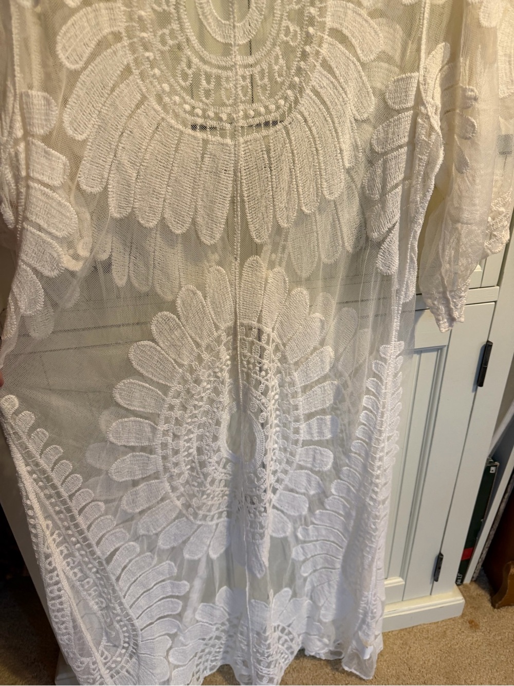 White Crochet Lace Duster Cover-Up - Picture 3 of 3